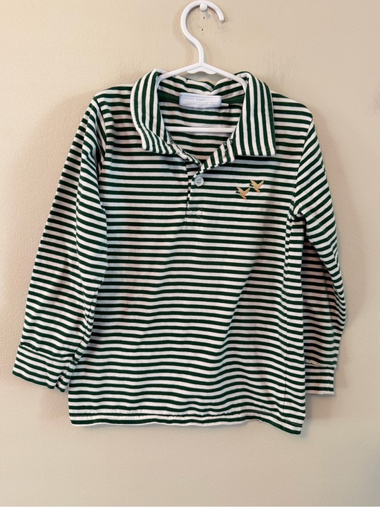 Trotter Street Kids Other - Trotter St. Green Striped Long-Sleeve Polo Shirt